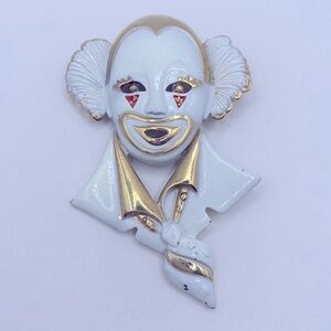 Large Vintage Enamel Clown Brooch